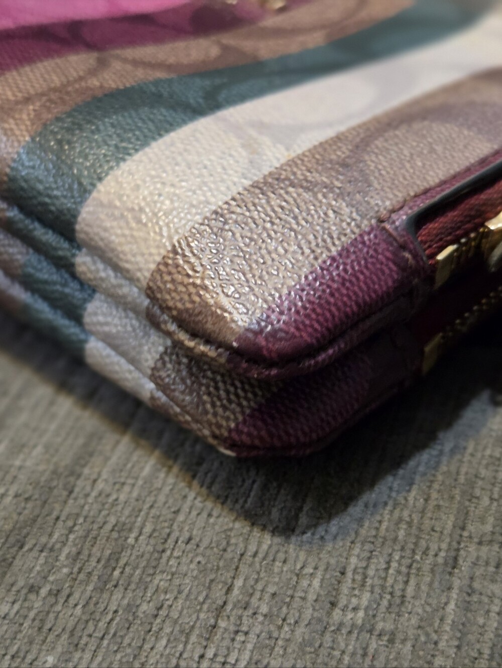 COACH Multicolor Signature Stripe Wristlet - Pink, Blue & Brown - Picture 3 of 8
